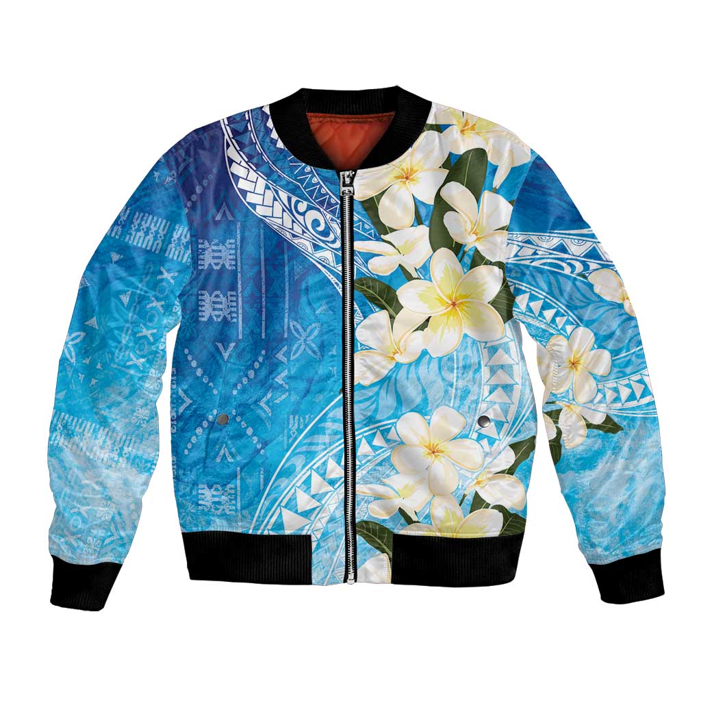 Aloha Hawaii Festive Bomber Jacket Frangipani Lace Classic - Oceanic LT7 Unisex Navy - Polynesian Pride