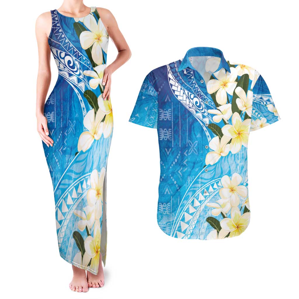 Aloha Hawaii Festive Couples Matching Tank Maxi Dress and Hawaiian Shirt Frangipani Lace Classic - Oceanic