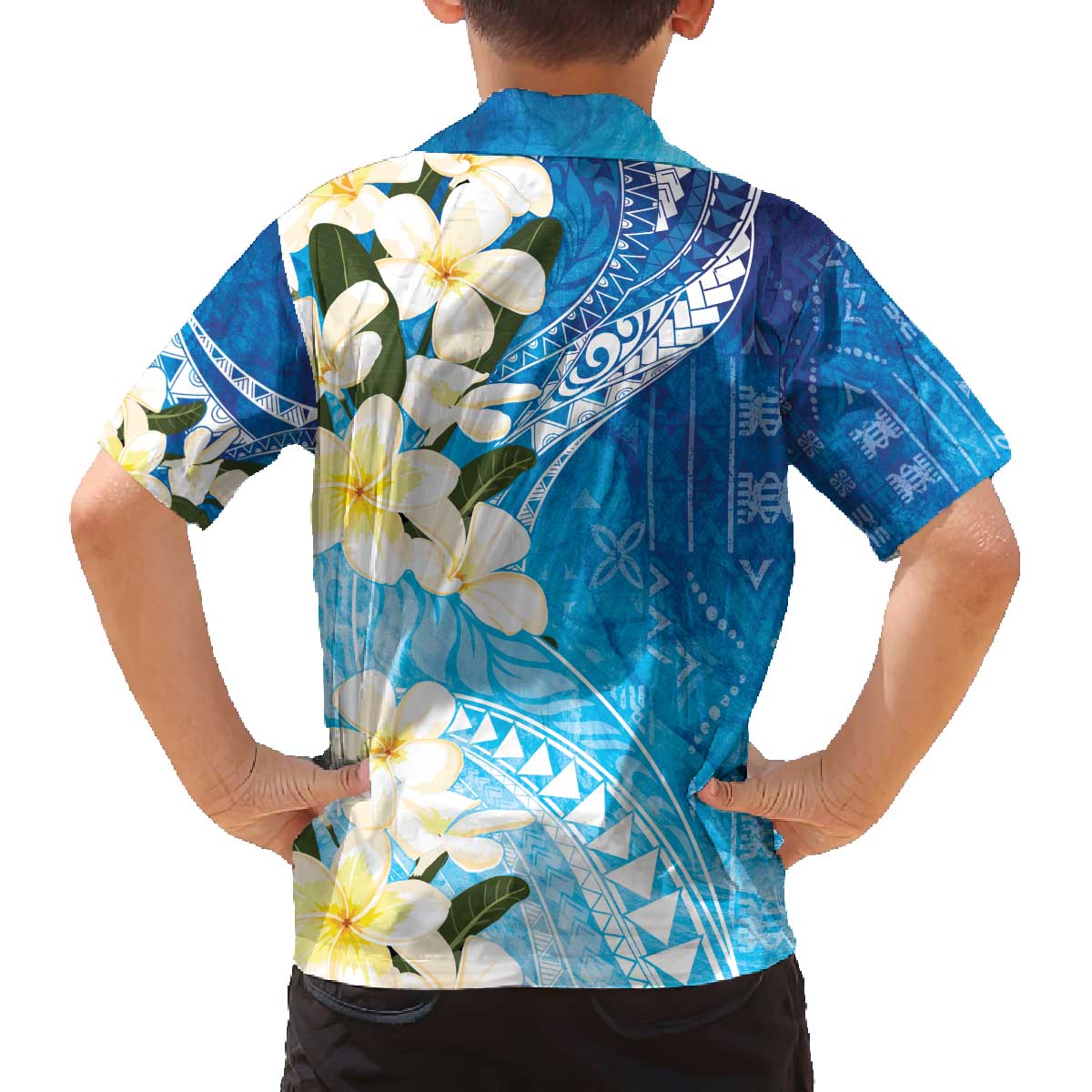 Aloha Hawaii Festive Family Matching Off The Shoulder Long Sleeve Dress and Hawaiian Shirt Frangipani Lace Classic - Oceanic LT7 - Polynesian Pride