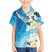 Aloha Hawaii Festive Family Matching Short Sleeve Bodycon Dress and Hawaiian Shirt Frangipani Lace Classic - Oceanic LT7 Son's Shirt Navy - Polynesian Pride