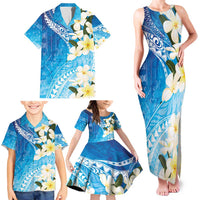 Aloha Hawaii Festive Family Matching Tank Maxi Dress and Hawaiian Shirt Frangipani Lace Classic - Oceanic