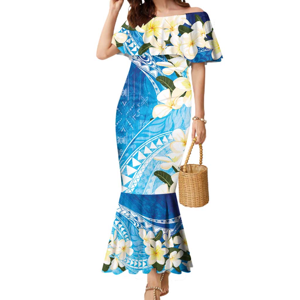 Aloha Hawaii Festive Mermaid Dress Frangipani Lace Classic - Oceanic LT7 Women Navy - Polynesian Pride