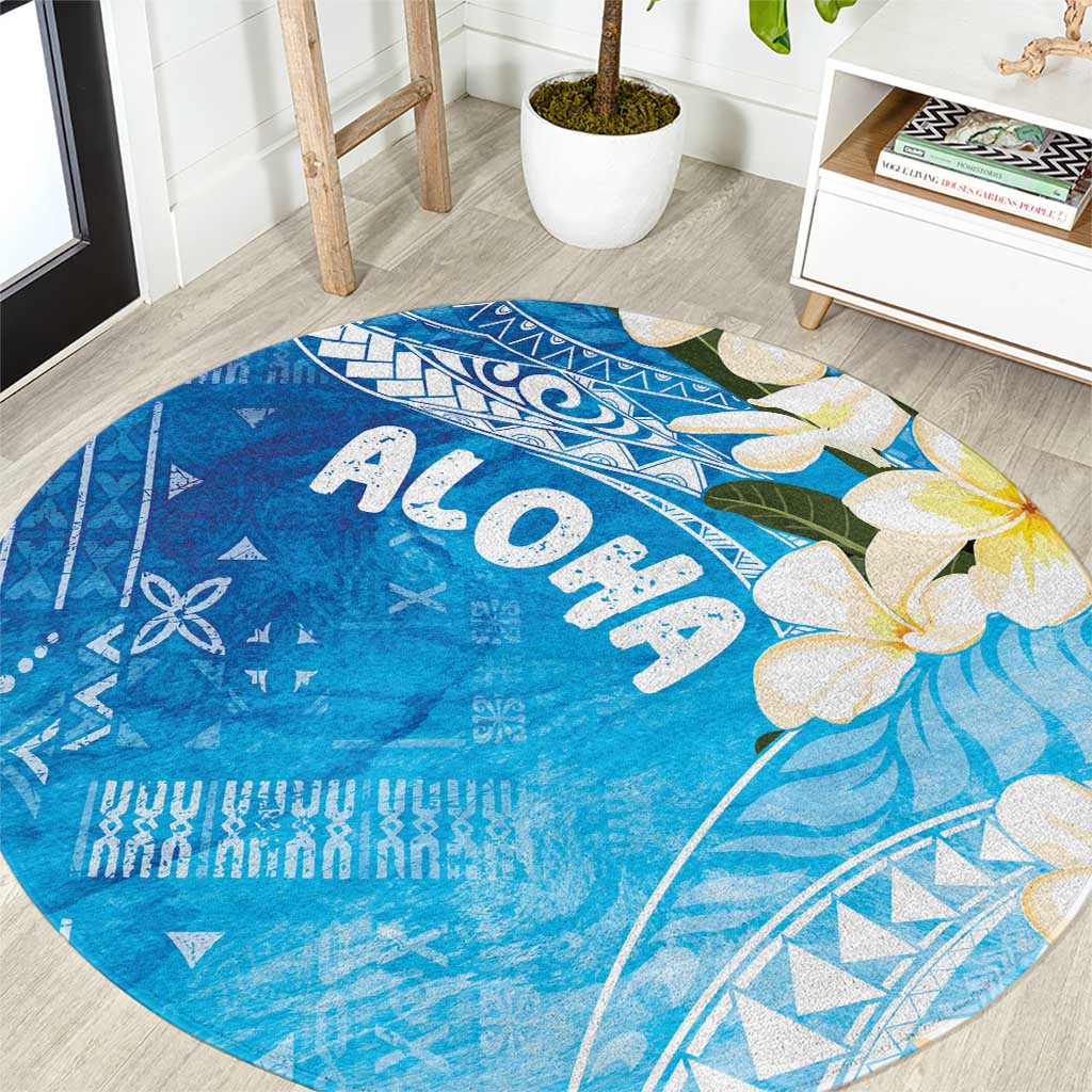 Aloha Hawaii Festive Round Carpet Frangipani Lace Classic - Oceanic LT7 Navy - Polynesian Pride