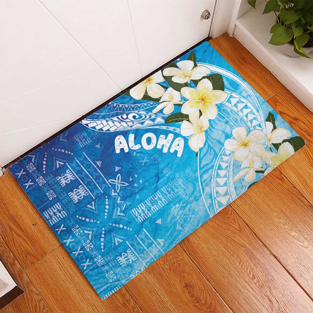 Aloha Hawaii Festive Rubber Doormat Frangipani Lace Classic - Oceanic