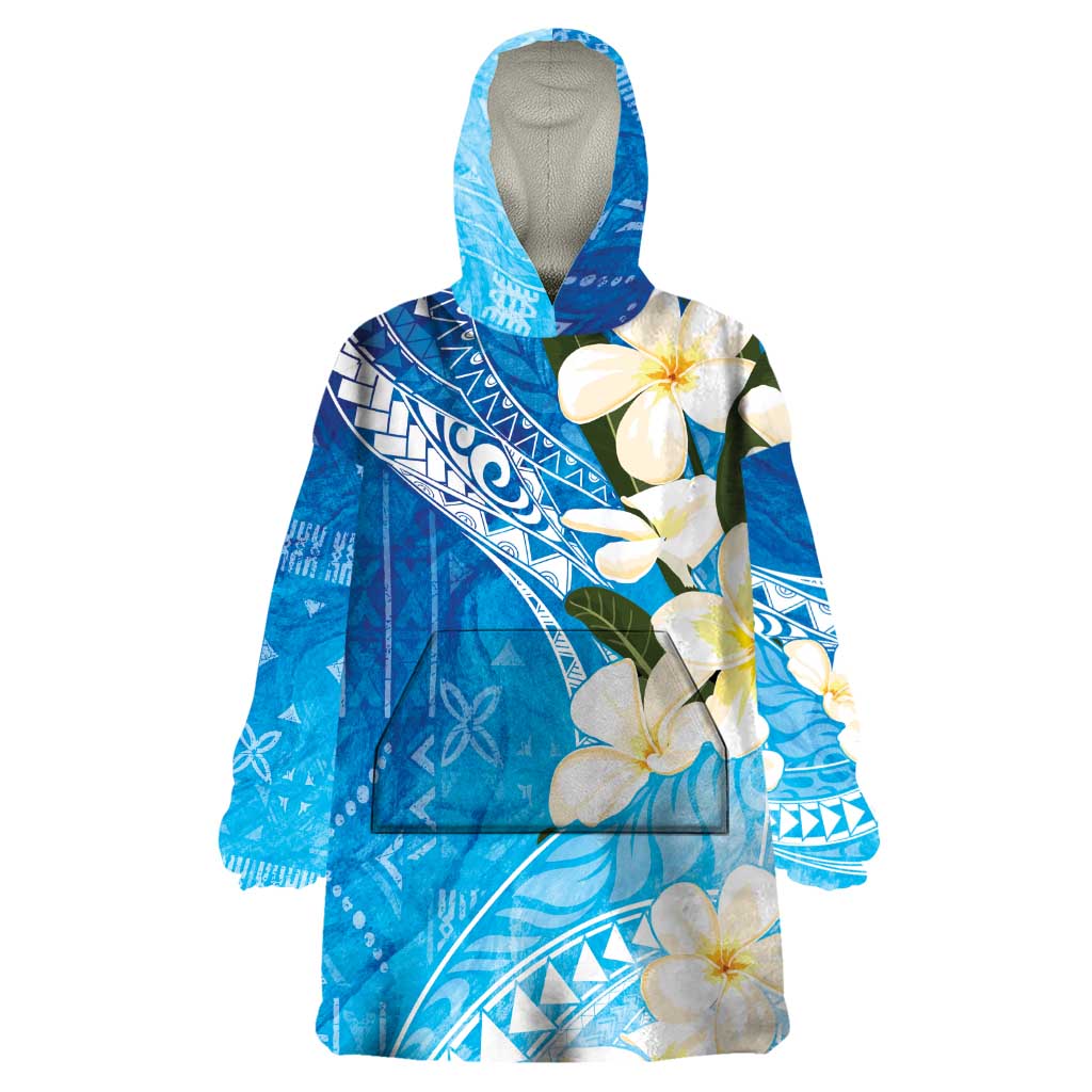 Aloha Hawaii Festive Wearable Blanket Hoodie Frangipani Lace Classic - Oceanic LT7 One Size Navy - Polynesian Pride