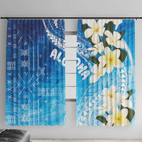 Aloha Hawaii Festive Window Curtain Frangipani Lace Classic - Oceanic LT7 With Hooks Navy - Polynesian Pride
