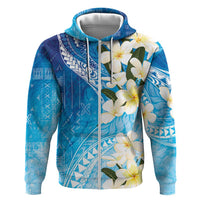 Aloha Hawaii Festive Zip Hoodie Frangipani Lace Classic - Oceanic LT7 Zip Hoodie Navy - Polynesian Pride