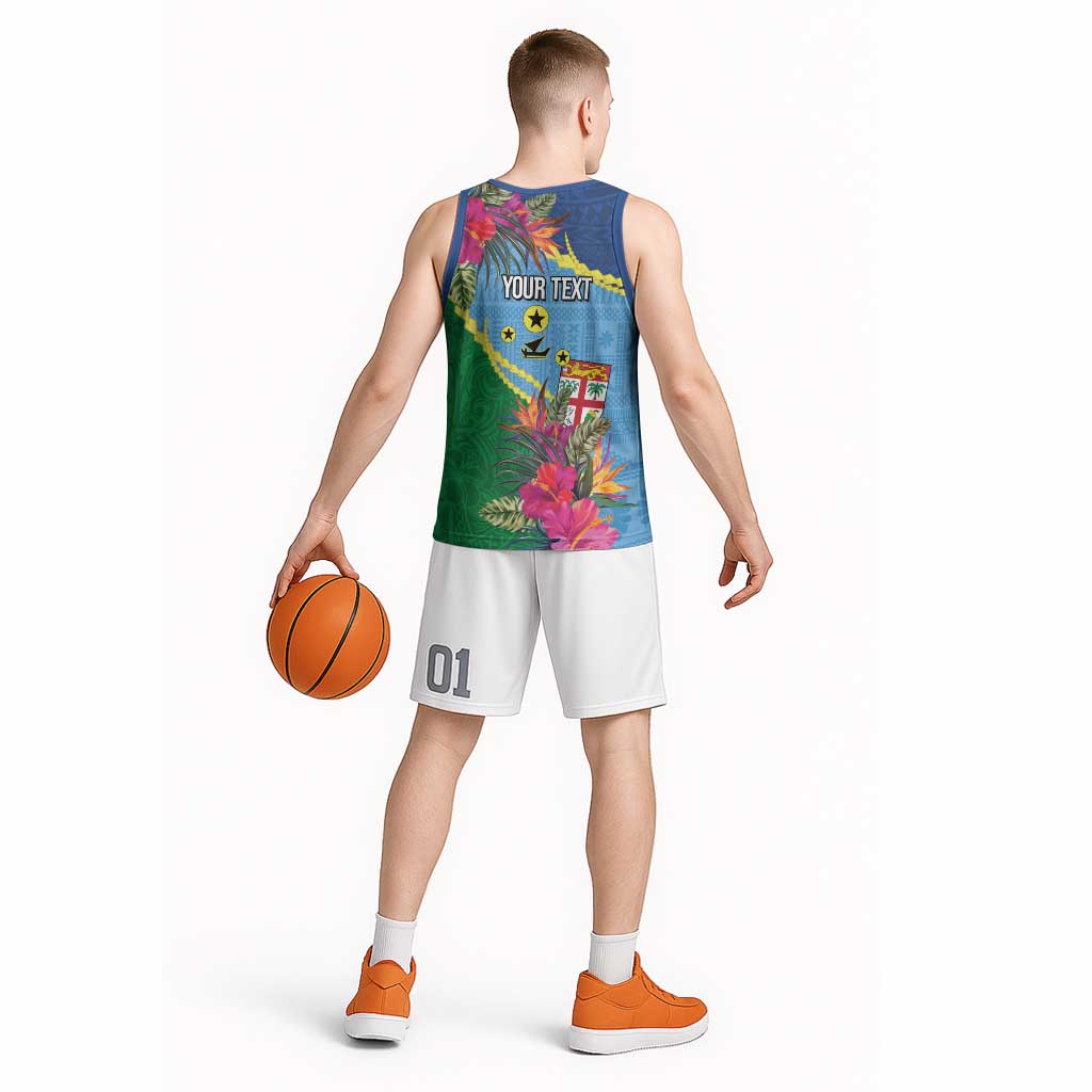 Personalized Malampa Fiji Day Together We Grow Basketball Jersey Special Tapa Mix - Polynesian Pride
