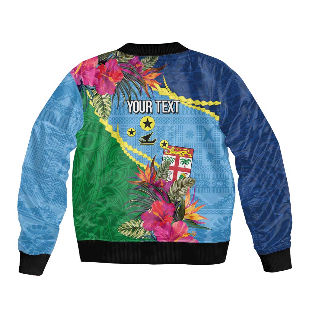 Personalized Malampa Fiji Day Together We Grow Bomber Jacket Special Tapa Mix - Polynesian Pride