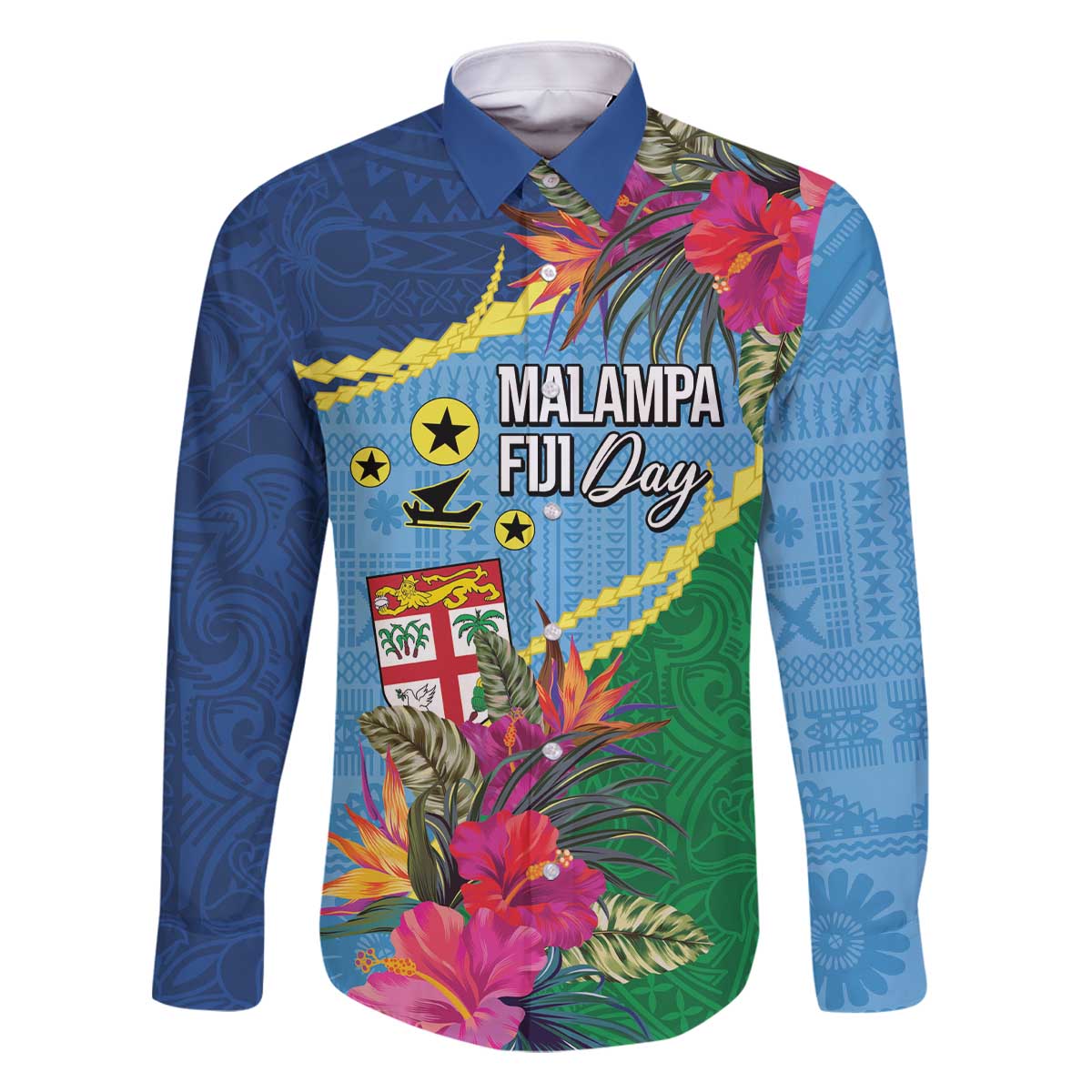 Personalized Malampa Fiji Day Together We Grow Family Matching Off The Shoulder Long Sleeve Dress and Hawaiian Shirt Special Tapa Mix - Polynesian Pride