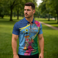Personalized Malampa Fiji Day Together We Grow Zipper Polo Shirt Special Tapa Mix - Polynesian Pride