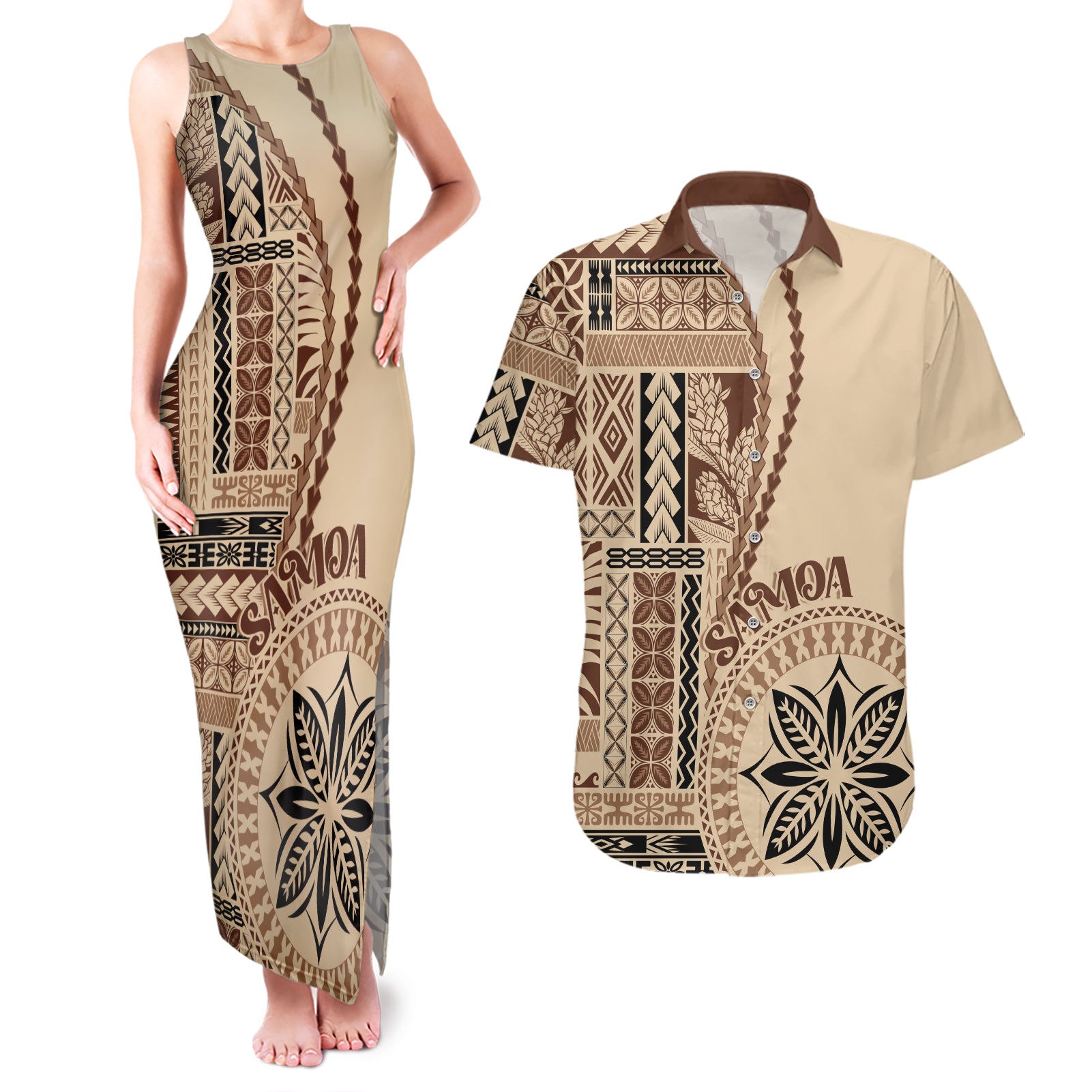 samoa-siapo-motif-couples-matching-tank-maxi-dress-and-hawaiian-shirt-classic-style