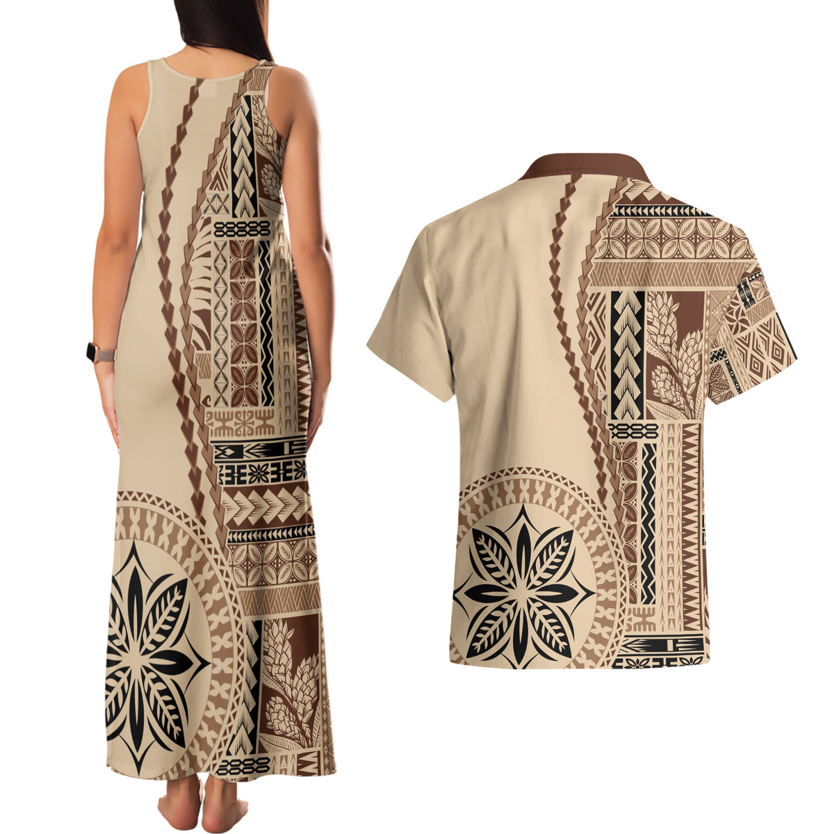 samoa-siapo-motif-couples-matching-tank-maxi-dress-and-hawaiian-shirt-classic-style
