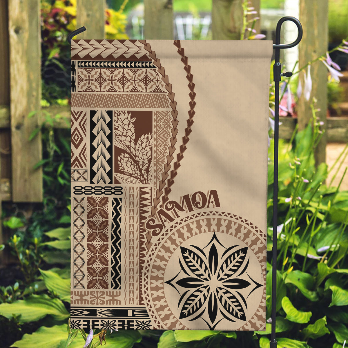 Samoa Siapo Motif Garden Flag Classic Style LT7 Garden Flag Beige - Polynesian Pride