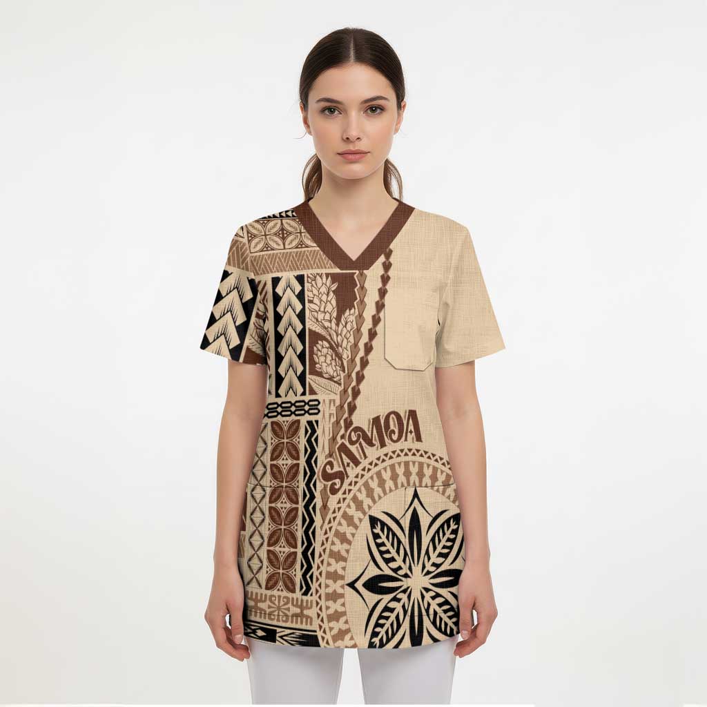 Samoa Siapo Motif Scrub Top Classic Style - Polynesian Pride