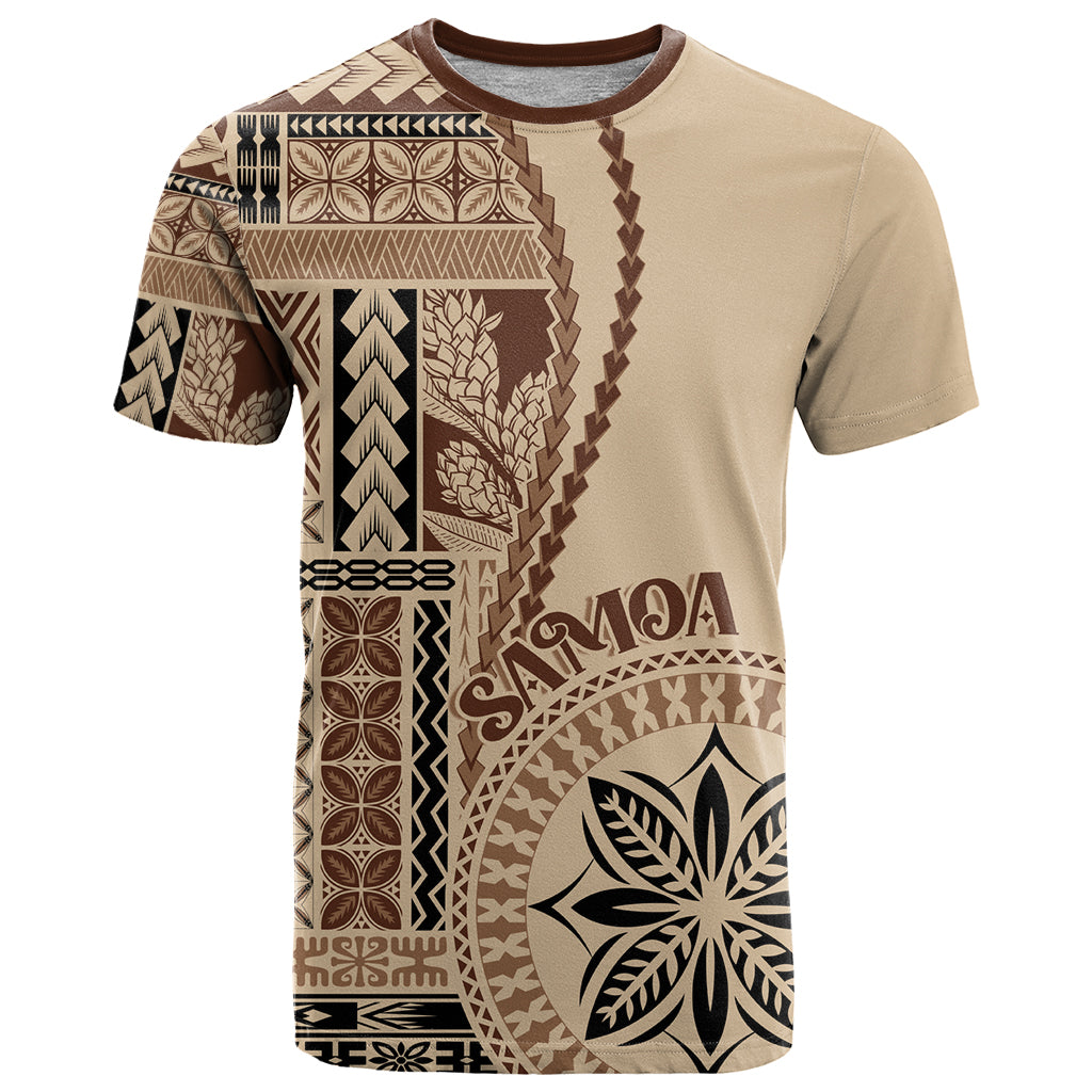 Samoa Siapo Motif T Shirt Classic Style LT7 Beige - Polynesian Pride