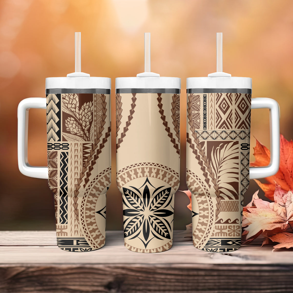 Samoa Siapo Motif Tumbler With Handle Classic Style