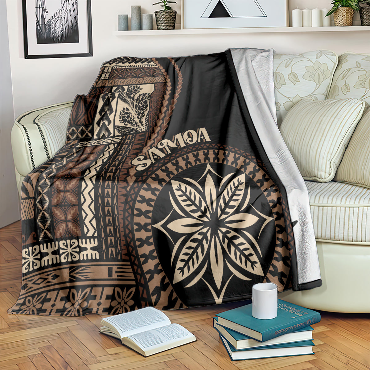 Samoa Siapo Motif Blanket Classic Style - Black Ver LT7 - Polynesian Pride