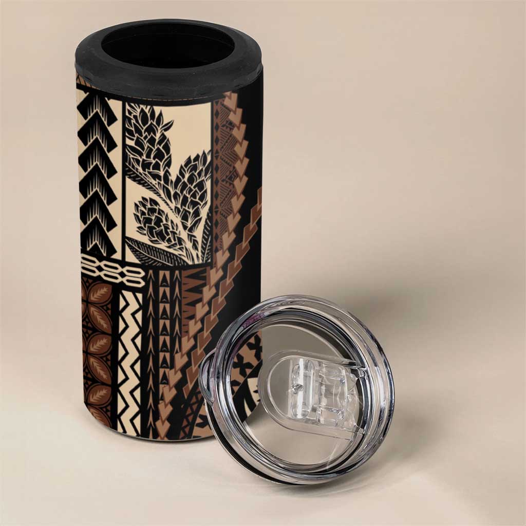 Samoa Siapo Motif 4 in 1 Can Cooler Tumbler Classic Style - Black Ver
