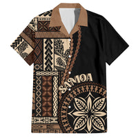 Samoa Siapo Motif Family Matching Off Shoulder Long Sleeve Dress and Hawaiian Shirt Classic Style - Black Ver LT7 Dad's Shirt - Short Sleeve Black - Polynesian Pride
