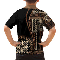 Samoa Siapo Motif Family Matching Tank Maxi Dress and Hawaiian Shirt Classic Style - Black Ver LT7 - Polynesian Pride