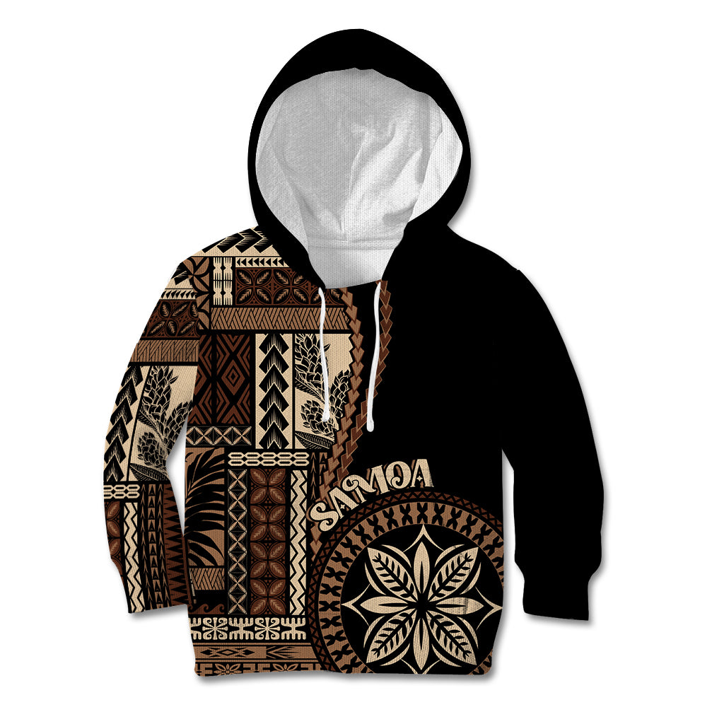 Samoa Siapo Motif Kid Hoodie Classic Style - Black Ver LT7 Hoodie Black - Polynesian Pride