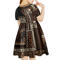 Samoa Siapo Motif Kid Short Sleeve Dress Classic Style - Black Ver LT7 - Polynesian Pride