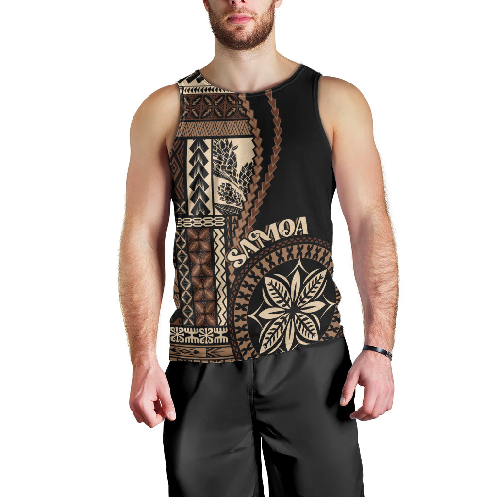 Samoa Siapo Motif Men Tank Top Classic Style - Black Ver LT7 - Polynesian Pride
