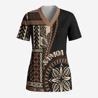 Samoa Siapo Motif Scrub Top Classic Style - Black Ver - Polynesian Pride