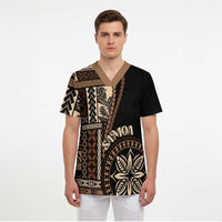 Samoa Siapo Motif Scrub Top Classic Style - Black Ver - Polynesian Pride