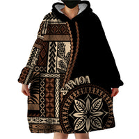 Samoa Siapo Motif Wearable Blanket Hoodie Classic Style - Black Ver LT7 - Polynesian Pride