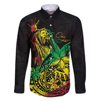 Personalised Reggae Jawaiian Festive Family Matching Long Sleeve Bodycon Dress and Hawaiian Shirt Mix Polynesian