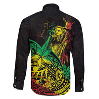 Personalised Reggae Jawaiian Festive Family Matching Long Sleeve Bodycon Dress and Hawaiian Shirt Mix Polynesian