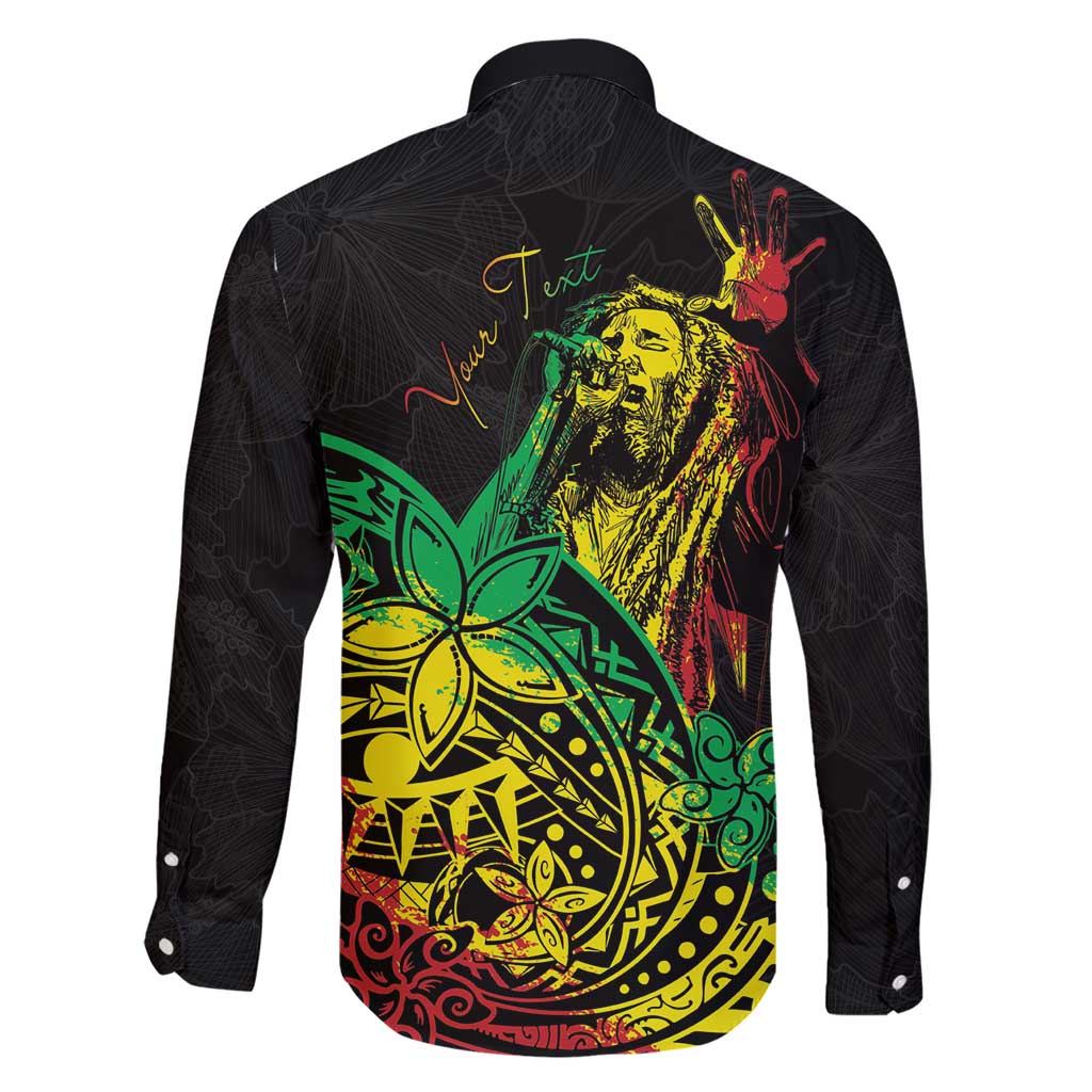 Personalised Reggae Jawaiian Festive Family Matching Short Sleeve Bodycon Dress and Hawaiian Shirt Mix Polynesian