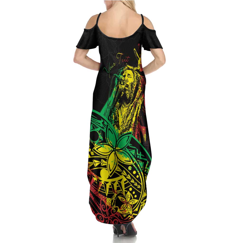 Personalised Reggae Jawaiian Festive Family Matching Summer Maxi Dress and Hawaiian Shirt Mix Polynesian