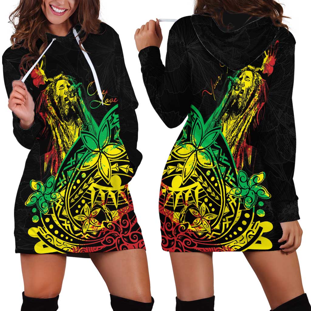 Personalised Reggae Jawaiian Festive Hoodie Dress Mix Polynesian LT7 - Polynesian Pride