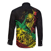 Personalised Reggae Jawaiian Festive Long Sleeve Button Shirt Mix Polynesian