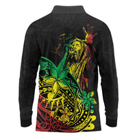 Personalised Reggae Jawaiian Festive Long Sleeve Polo Shirt Mix Polynesian