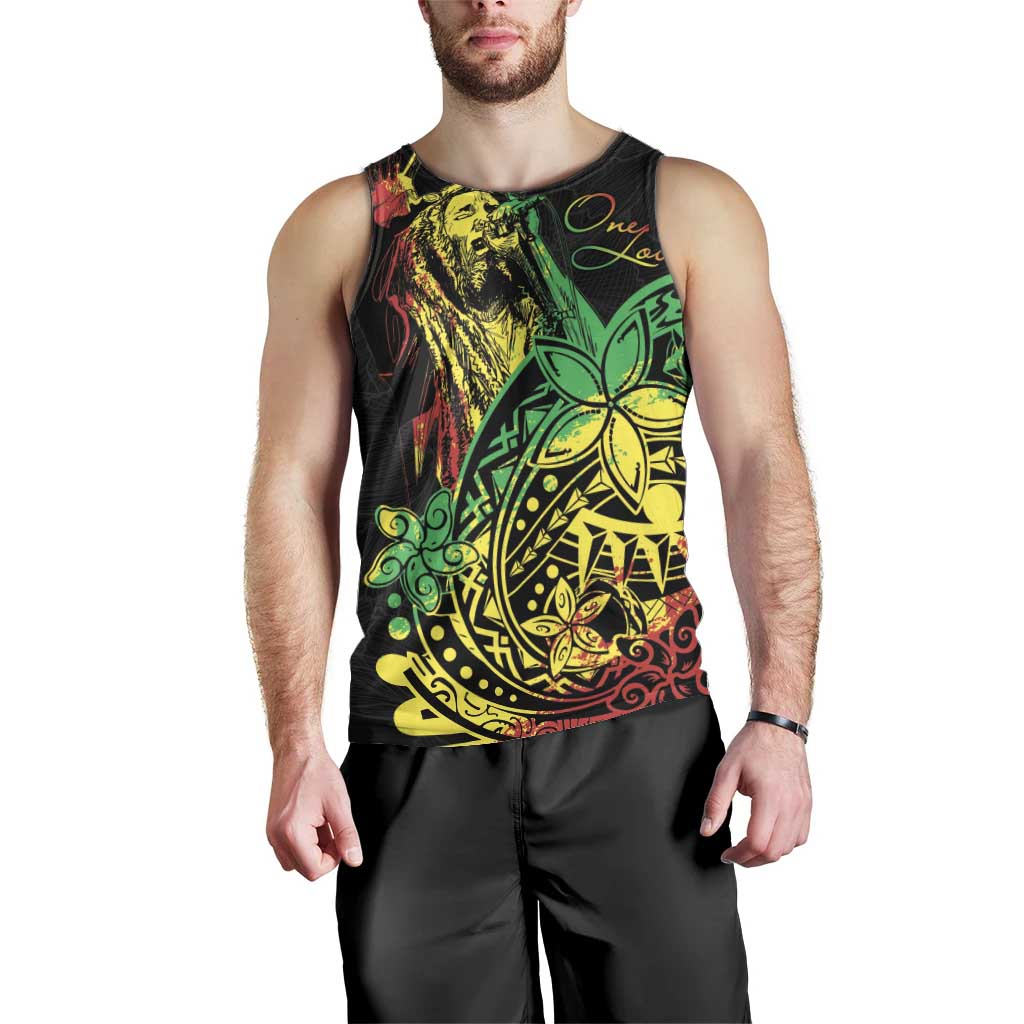 Personalised Reggae Jawaiian Festive Men Tank Top Mix Polynesian