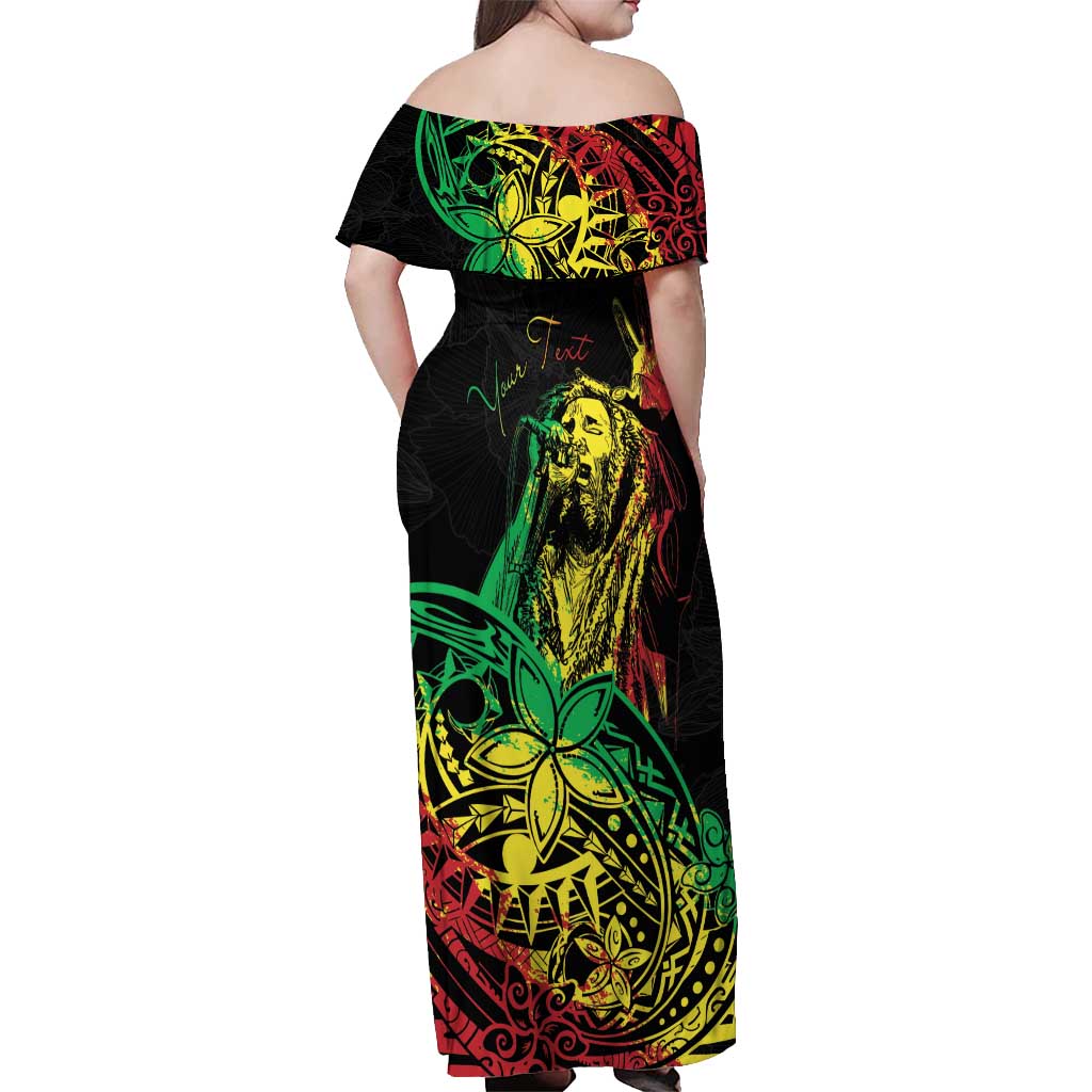 Personalised Reggae Jawaiian Festive Off Shoulder Maxi Dress Mix Polynesian