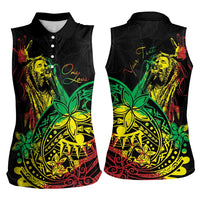Personalised Reggae Jawaiian Festive Women Sleeveless Polo Shirt Mix Polynesian