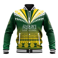 Cook Islands Rugby Custom Baseball Jacket Kuki Avaiki LT7 Unisex Yellow Green - Polynesian Pride
