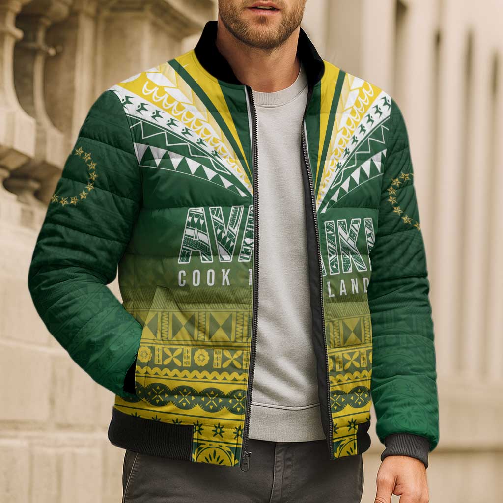 Cook Islands Rugby Custom Bomber Puffer Jacket Kuki Avaiki - Polynesian Pride