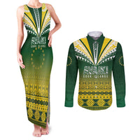 Cook Islands Rugby Custom Couples Matching Tank Maxi Dress and Long Sleeve Button Shirt Kuki Avaiki - Polynesian Pride