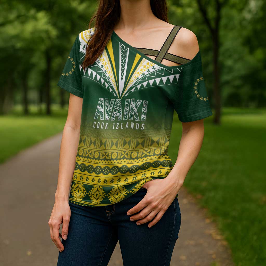 Cook Islands Rugby Custom Cross Shoulder Shirt Kuki Avaiki - Polynesian Pride