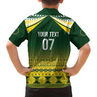 Cook Islands Rugby Custom Family Matching Off The Shoulder Long Sleeve Dress and Hawaiian Shirt Kuki Avaiki - Polynesian Pride