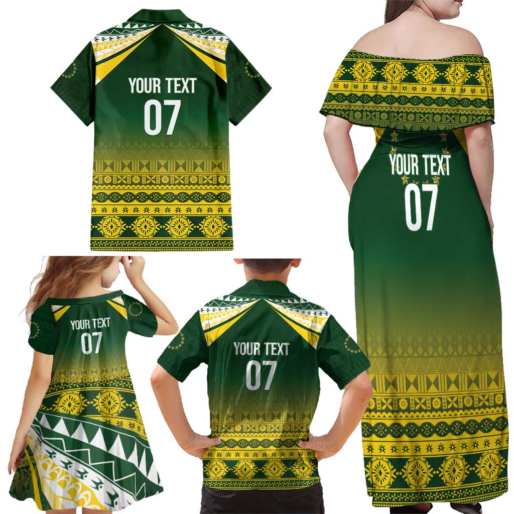 Cook Islands Rugby Custom Family Matching Off Shoulder Maxi Dress and Hawaiian Shirt Kuki Avaiki - Polynesian Pride