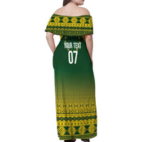 Cook Islands Rugby Custom Family Matching Off Shoulder Maxi Dress and Hawaiian Shirt Kuki Avaiki - Polynesian Pride