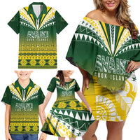 Cook Islands Rugby Custom Family Matching Off Shoulder Short Dress and Hawaiian Shirt Kuki Avaiki - Polynesian Pride