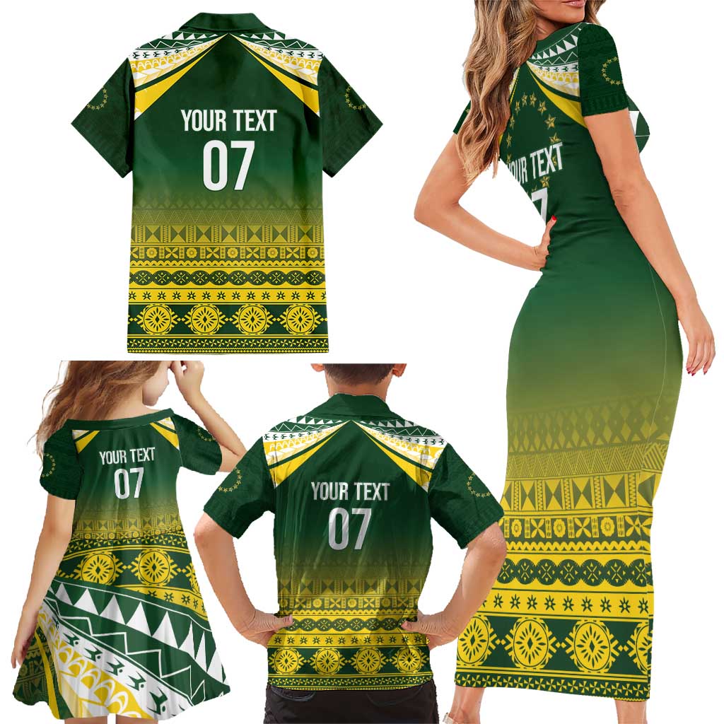 Cook Islands Rugby Custom Family Matching Short Sleeve Bodycon Dress and Hawaiian Shirt Kuki Avaiki - Polynesian Pride